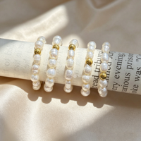 Muses Jewels Fabrikpreis Anpassbare Natürliche Süßwasserperlen Edelstahl Vergoldeter Ring Farbbeständig Damen Alltags-Schmuck