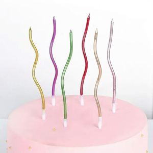 6pcs/Box Spiral Light Candle Long Pencil <b>Cake</b> Candle Flowers Round Shape for Kids Birthday Party Wedding Favor <b>Supplies</b> - Product Image 3