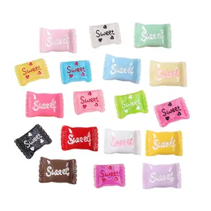 wholesale cheap price heart sweet logo candy resin cabochon charms for diy craft