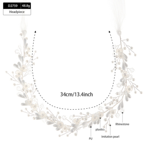 Serre-tête de mariée en argile 100 % fait main avec fleurs, ruban, perles et cristaux, personnalisable (OEM/ODM) - Product Image 6