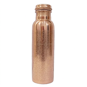 Botella de Cobre Puro de la Mejor Calidad, Diseño Grabado, para Beber Directo, Unisex, Mejora la Salud, Reutilizable, Regalo para Gimnasio y Deportes - Product Image 1