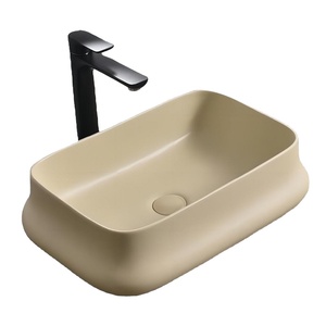 Ingenioso Lavabo Cuadrado de Cerámica Moderno, Elegante Diseño para Veranda, Lavamanos con Desagüe para Apartamento - Product Image 1