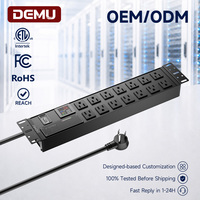 Multiprise PDU 2U 19 pouces pour rack, 14 prises américaines 15A à double rangée, protection contre les surtensions 2100J, interrupteur de surcharge, compteur couleur intégrée, en alliage d'aluminium
