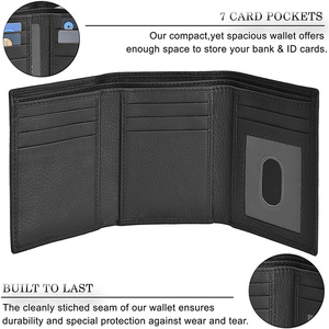 Chất Lượng Cao Tùy Chỉnh Ngắn Thiết Kế Tri-fold Kinh Doanh Rfid Chặn Man Grain Texture Leather Wallet - Product Image 5