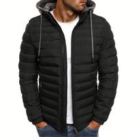 Parka tendance unie à capuche, vêtement chaud décontracté pour homme, manteau streetwear, doudoune avec col montant épais S2