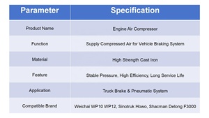 Máy nén khí 612600130390 Làm mát bằng nước Xi lanh đơn cho Sinotruk Howo Shacman Weichai WP10 WP12 Phụ tùng động cơ xe tải M - Product Image 6