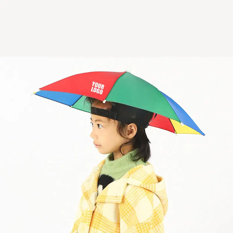 FMU022 도매 머리 우산 모자 낚시 우산 하이킹 비치 캠핑 헤드 모자 야외 태양 방지 사용자 정의 로고