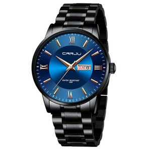 Montre à quartz pour homme étanche 3ATM, boîtier en alliage de 43 mm, cadran à aiguilles en verre, CRRJU 2175, loisirs, sports, affaires, bracelet en acier inoxydable - Product Image 6