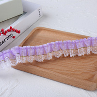 Bordure en dentelle à pois de 3,5 cm (1,4 pouce) à bords dorés, style nordique, en polyester transparent, pour vêtements, sacs, textiles de maison et artisanat DIY
