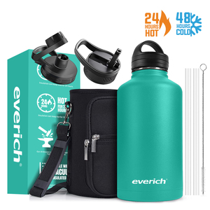 Vente en gros, nouveauté, flacon à vide sport à double paroi de 64oz, <span class=keywords><strong>bouteille</strong></span> d'eau isolée en acier inoxydable avec couvercle en paille et logo - Product Image 3