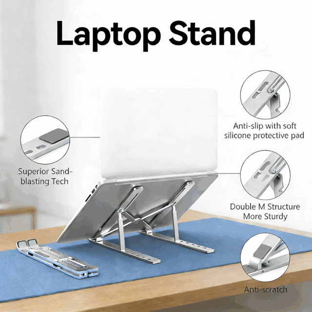 Zeno Home Foldable Computer PC Tablet Support Office Notebook Stand Adjustable Height Foldable Laptop Stand With Rohs Standard
