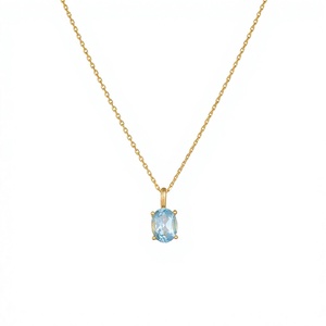 Collar con Colgante de Topacio Chapado en Oro de 18K con Engaste de Garra y Cadena de Caja, Unisex, para Uso Diario - Product Image 2