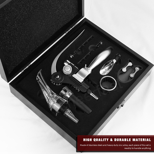 Caja de <span class=keywords><strong>vino</strong></span> de madera de marca personalizada con <span class=keywords><strong>accesorios</strong></span>, juego de Sacacorchos de botella de acero inoxidable 304, caja negra, <span class=keywords><strong>accesorios</strong></span> de <span class=keywords><strong>vino</strong></span>, Kit de regalo - Product Image 6