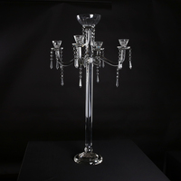 Grand candélabre en cristal K9, porte-bougie finition argentée, imprimé UV, écologique, en verre fait main, design pilier, pour mariages et Noël