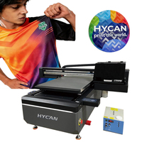 HYCAN 6090 Printer UV LOGO 3D Flatbed 6090 Teknologi Baru Dirancang Khusus untuk TEKSTIL 4 Kepala Cetak I3200 CMYKWV 6 Warna Tinta UV