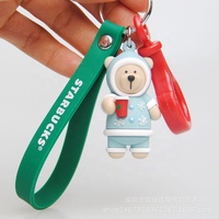 Personalizado 3D suave PVC coreano creativo exquisito oso colgante fresa oso Matcha oso pareja llavero