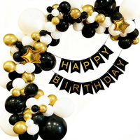 Ensemble de guirlandes d'arche de ballons ronds en latex sur le thème noir, blanc et or, décorations de fête d'anniversaire pour enfants et adultes