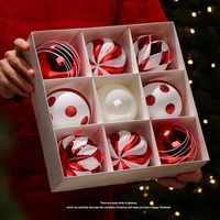Vente en gros d'usine, pendentifs de boules de Noël miniatures de luxe sur mesure, ensemble de 9 pièces, décorations suspendues, arrangements pour scènes photographiques
