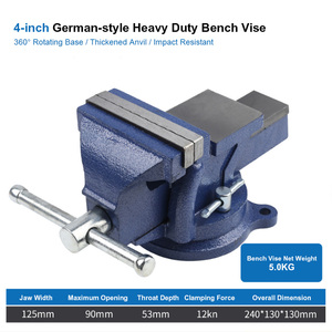 Étau d'établi robuste de 6 pouces de style allemand, base pivotante monobloc en fonte, rotation à 360° °   Pince de serrage industrielle à mâchoires lisses rotatives - Product Image 2