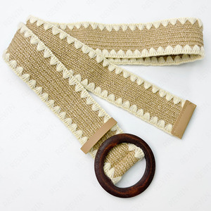 <span class=keywords><strong>Ceinture</strong></span> en paille tressée avec boucle en bois de 2 pouces de large, <span class=keywords><strong>ceinture</strong></span> élastique en rotin, <span class=keywords><strong>ceinture</strong></span> fine en <span class=keywords><strong>raphia</strong></span> pour femmes, <span class=keywords><strong>ceinture</strong></span> de robe - Product Image 3