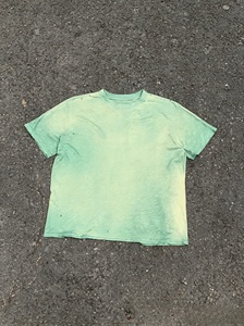 เสื้อยืดคอกลมแขนสั้นสีเขียวลายมัดย้อมสำหรับผู้ชาย ผ้าฝ้ายทรงปกติ สไตล์ลำลอง ดีไซน์สีพื้นแบบถัก - Product Image 2