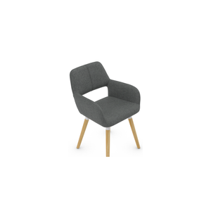 Sillón Moderno Tapizado en Tela con Patas de Madera Maciza para Cocina y Sala de Estar, Silla de Comedor de Madera - Product Image 5