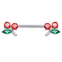 Eternal Metal ASTM F136 Barre de mamelon sans fil en titane avec bijoux piercing en forme de cerise