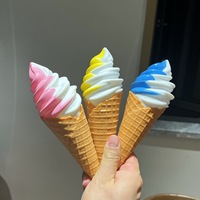Modelo de Helado de Plástico de 21 cm, Doble, Suave, Simulación de Cono de Waffle, Chocolate y Vainilla, Comida Falsa, Decoración Retro