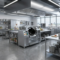 Robot de cuisine électrique intelligent futuriste pour bunker souterrain, design science-fiction avancé, économe en énergie, chef robotique moderne