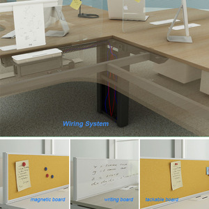 Venta al por mayor de muebles de oficina modernos en forma de L blanco escritorio modular con convertible extensible de metal de diseño - Product Image 5