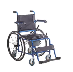 Wholesale Toilet Height Adjustable Manual Foldable Aluminum Wheelchair Rehabilitation Training Portable Toilet Chair With Wheels