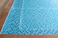 Carreaux de mosaïque en céramique modernes 48x48mm, motif marbre, bleu, pour piscine, décoration intérieure et extérieure, vente en gros