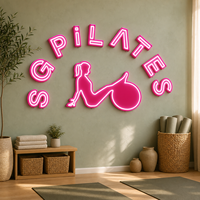 Letrero Luminoso de Neón 3D de Acero Inoxidable con Cuerpo Metálico Rosa para Estudio de Yoga, Centro de Bienestar, Recepción y Decoración de Paredes Interiores