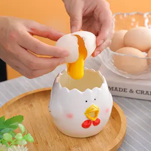 Seramik yumurta yumurta sarısı ayırıcı karikatür buğday samanı yumurta filtresi pişirme ayırıcı aracı