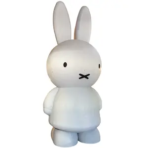 4m Tall White Cute Animal Inflatable Advertising Easter Bunny For Decoration