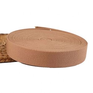 Eco-friendly 25mm 32mm Khaki Color Woven logo Design Waist Twill Elastic Tape Band for Wrist Webbing - Product Image 1