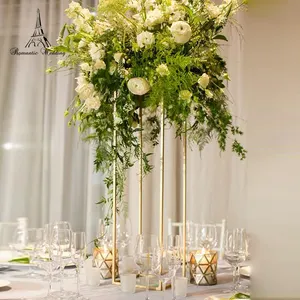 Toptan çiçek standı basit kare 40cm boyunda çiçek standı masa Centerpiece düğün parti olay dekor için güzel demir altın SPS