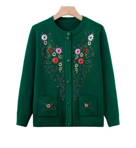 Dy046 Cardigan Casual da <span class=keywords><strong>Donna</strong></span> Autunnale con Ricamo Floreale Monopetto in <span class=keywords><strong>Maglia</strong></span> Poliestere/Nylon a Maniche Lunghe - Product Image 1