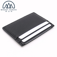 Dompet Kartu Desain Baru Berkualitas Tinggi Logo Kustom Minimalis Tipis Kulit Asli Anti RFID Tempat Kartu Kredit Bisnis