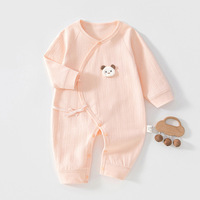 Combinaison kimono pour bébé en coton tricoté à manches longues, barboteuse nouveau-né avec fermeture à boutons-pression et nœud latéral, vêtements pour nourrissons, fourniture d'usine
