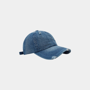 Casquette de baseball 6 panneaux en jean délavé et déchiré style Hip-Hop Euro-Américain avec PVC, pour hommes, femmes et couples, mode décontractée estivale - Product Image 4