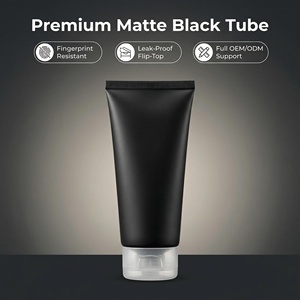 Tubo Cosmético Negro Mate de Lujo con Tapa Transparente Abatible, 100ml 150ml, Tubo Exprimible Suave Vacío <span class=keywords><strong>para</strong></span> Limpiador <span class=keywords><strong>Facial</strong></span> y Loción Corporal <span class=keywords><strong>para</strong></span> <span class=keywords><strong>Hombres</strong></span> - Product Image 1