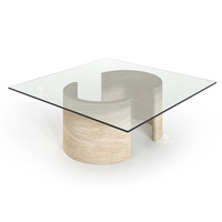 Table centrale à 2 pattes en travertin pour café