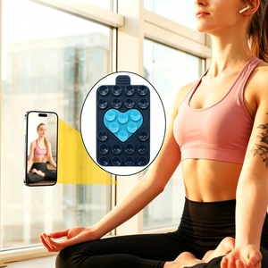 Soporte para Teléfono con Ventosa de Silicona de Doble Cara en Forma de Corazón, Adhesivo Reutilizable Anticaídas para la Parte Posterior del Teléfono, para Vidrio, Espejo y Superficies Lisas - Product Image 4