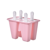Moule à glaces et bâtonnets de 4 cavités en silicone, écologique, flexible, à démoulage facile, avec poignée personnalisée, pour congélateur, vente en gros