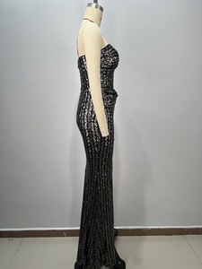 الترتر الأسود المشاهير ملابس مكسوة بالظهر حورية البحر فساتين السهرة الرسمية الشقوق المرأة الأنيقة المخصصة - Product Image 5