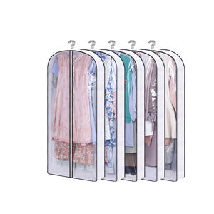 Clear Dustproof PVC Garment Bags with Zippers for Hanging <b>Clothes</b> and Closet Storage Gusseted Dress Suit Bags - Product Image 1