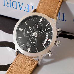 <span class=keywords><strong>42mm</strong></span> boîtier en argent cadran bleu personnalisé hommes montre à Quartz liste de prix chronographe chaud montre en cuir - Product Image 6