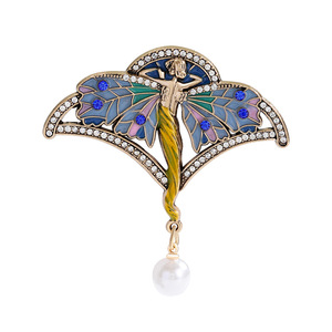 Broche Retro de Hada con Alas y Flores, Esmalte de Alta Gama, Elegante Accesorio para Abrigo, a la Moda - Product Image 5