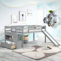 Lit superposé avec toboggan pour enfants, lit superposé en bois pour enfants, lit Montessori pour enfants